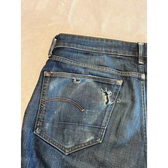 G Star Raw Jeans Men’s 36 X 38 Blue Dark Wash Straight Leg Button Fly Distressed - Picture 9 of 14